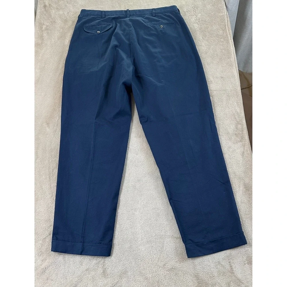 Vintage‎ Polo Ralph Lauren Pleated Chino Pants Men 38x30 Blue Preppy Old Money